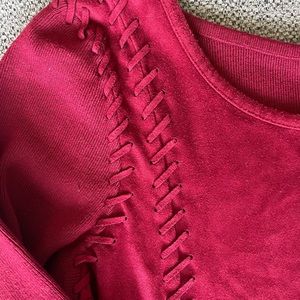 INC red velvet dress with braid detail PS